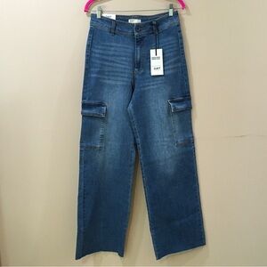 OAT NEW YORK Jeans High waist wide leg cargo Denim blue size 8/29